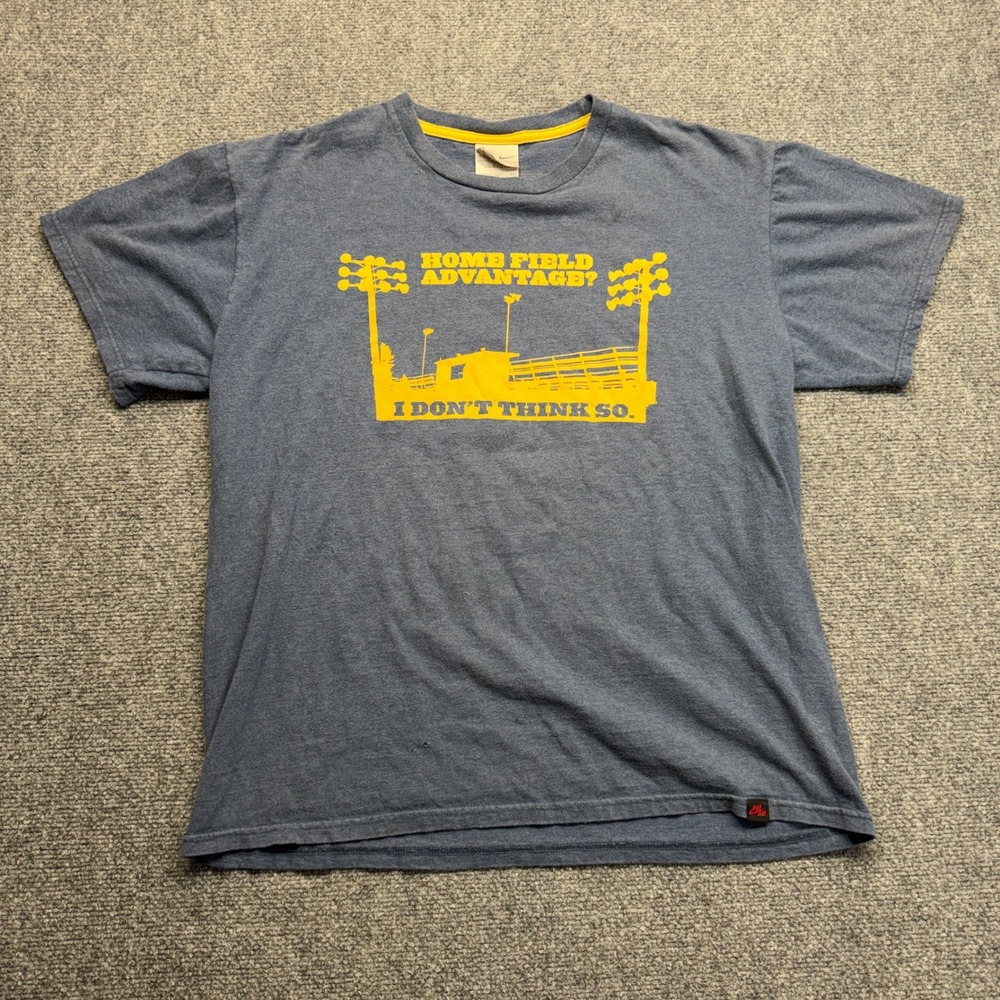 Nike Air Mens XL Blue Your Grass Is Mine Football Graphic T-Shirt Stadium Lights